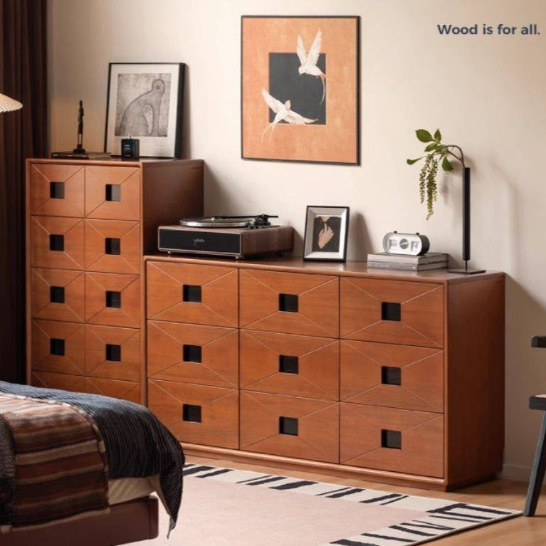 Poplar Solid Wood Medieval Style Drawer Cabinet