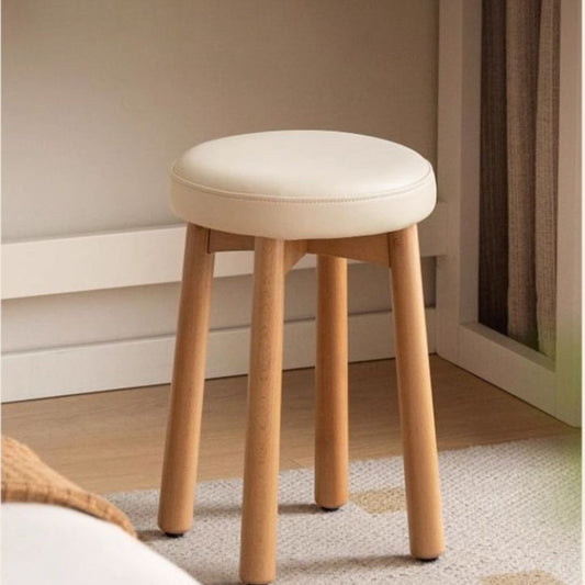 Solid Rubberwood Modern Soft Makeup Stool