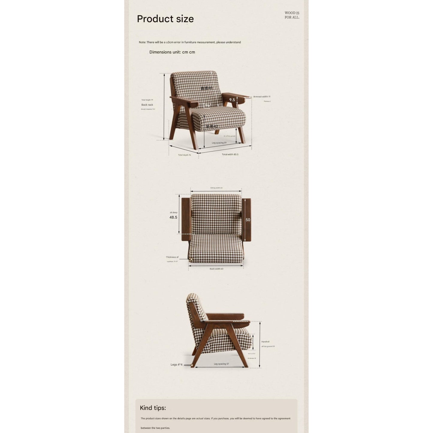 Oak Solid Wood Retro Armchair