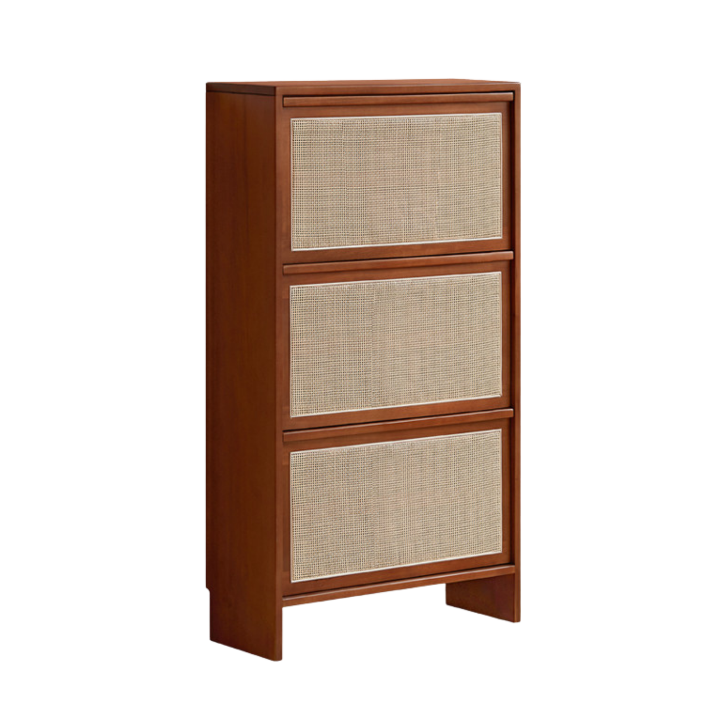 Poplar Solid Wood Rattan Shoe Cabinet Antique Style