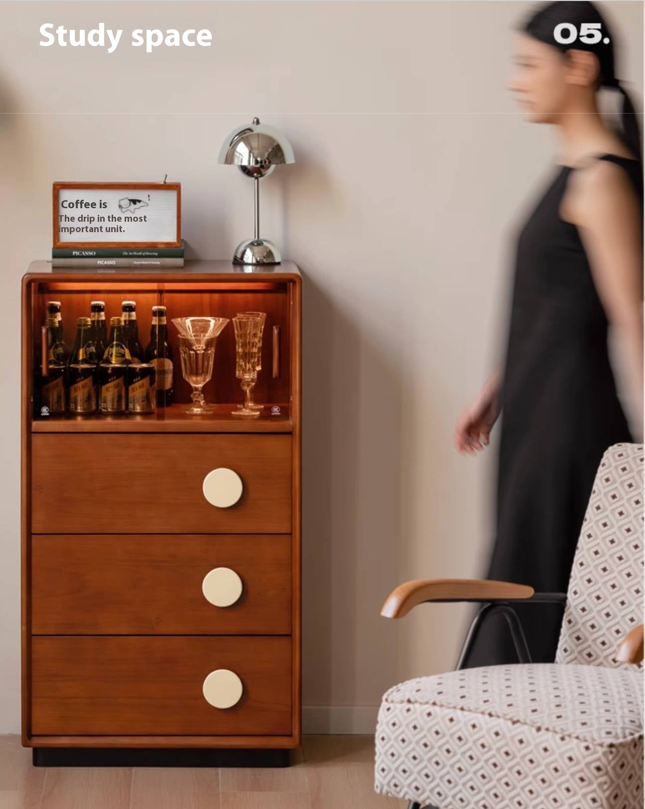 Poplar Solid Wood Middle Ages Side Cabinet