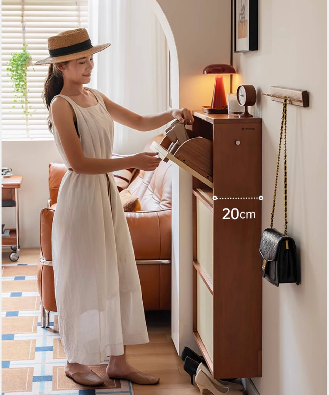 Poplar Solid Wood Middle Ages Style Shoe Cabinet