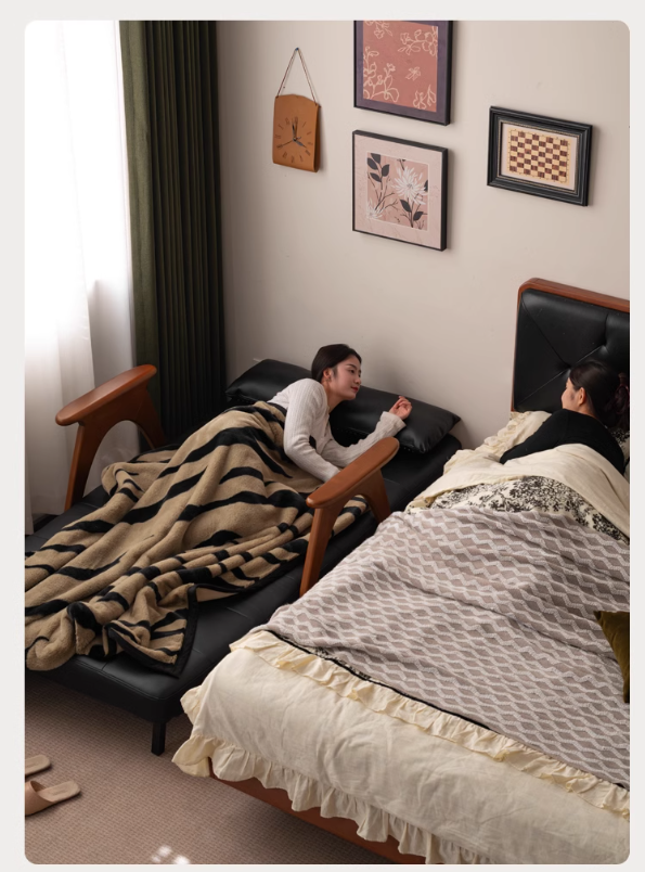 Beech, Oak Solid Wood Foldable Dual Ancient Style Sofa Bed.