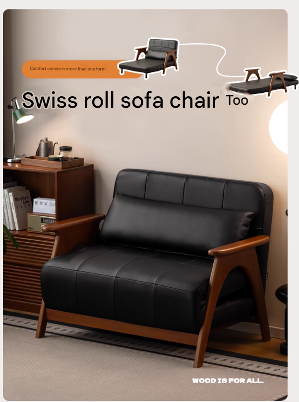 Beech, Oak Solid Wood Foldable Dual Ancient Style Sofa Bed.