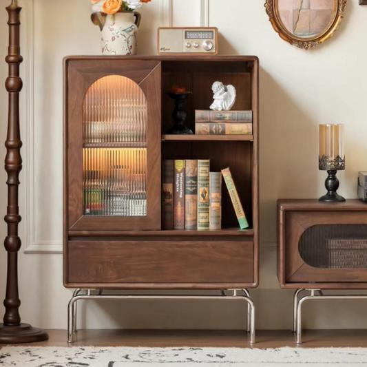 Black Walnut Solid Wood French Retro Side Cabinet