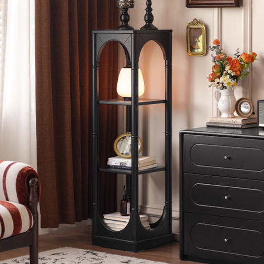 Rubber Solid Wood French Retro Black Corner Storage