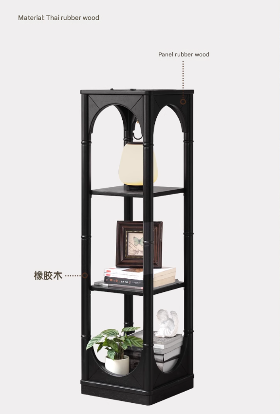 Rubber Solid Wood French Retro Black Corner Storage