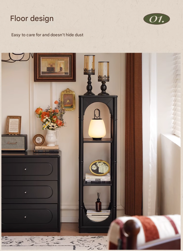 Rubber Solid Wood French Retro Black Corner Storage