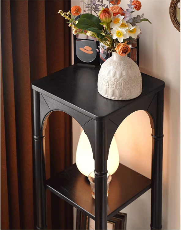 Rubber Solid Wood French Retro Black Corner Storage