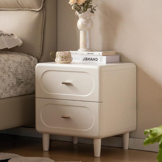 Solid Rubberwood French Cream Nightstand