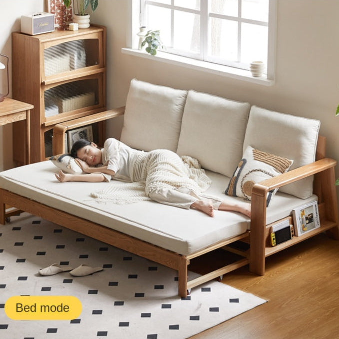 Oak Solid Wood Nordic Telescopic Sofa Bed.