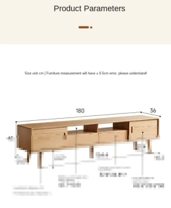 Oak Solid Wood Sliding Door Modern TV Cabinet.