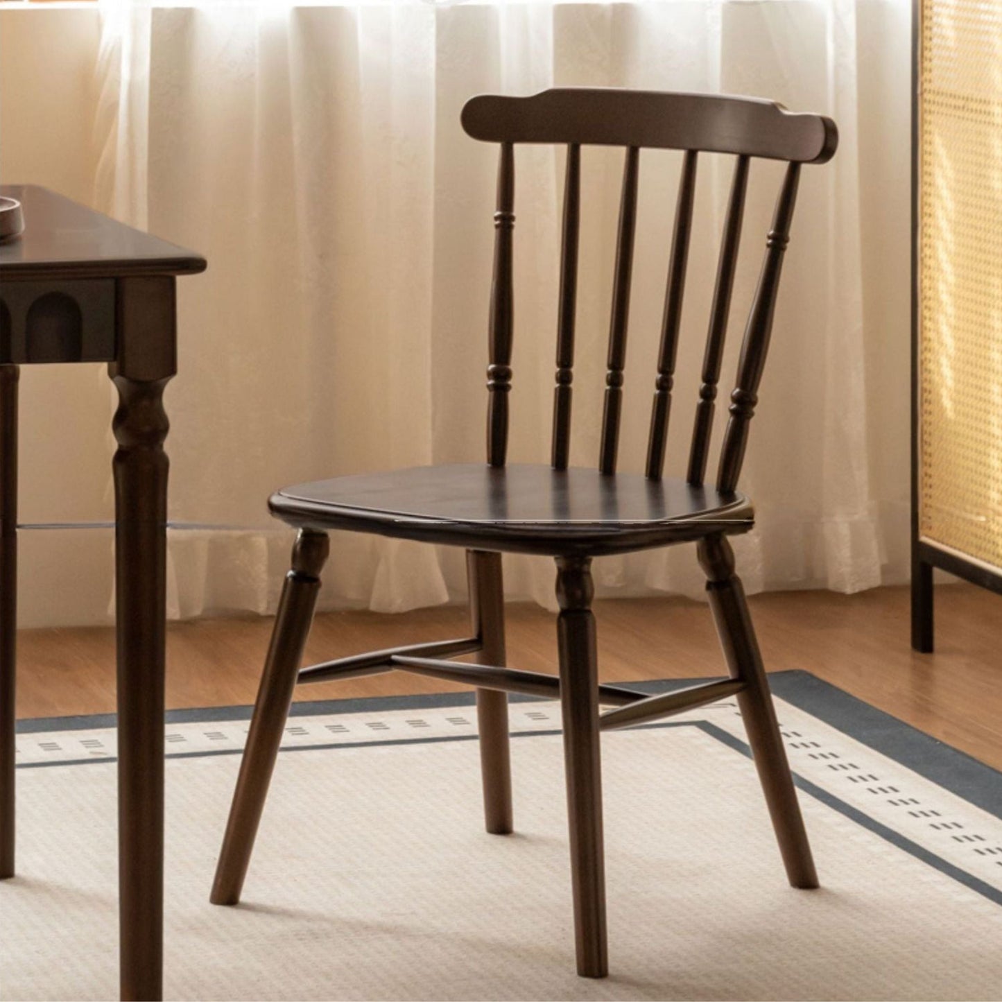 Set 4 pcs Black Walnut Solid Wood Dining Chair