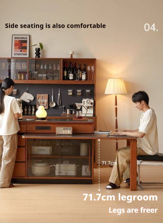 Poplar Solid Wood Island Dining Table Rotatable