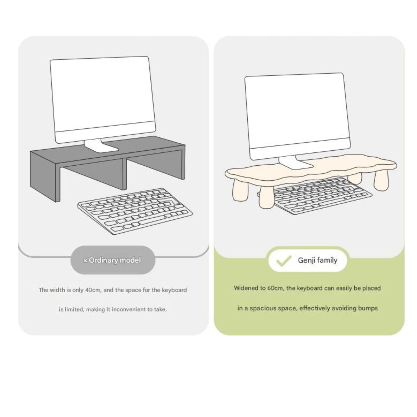 Birch Solid Wood Computer Elevated Desktop Storage Rack