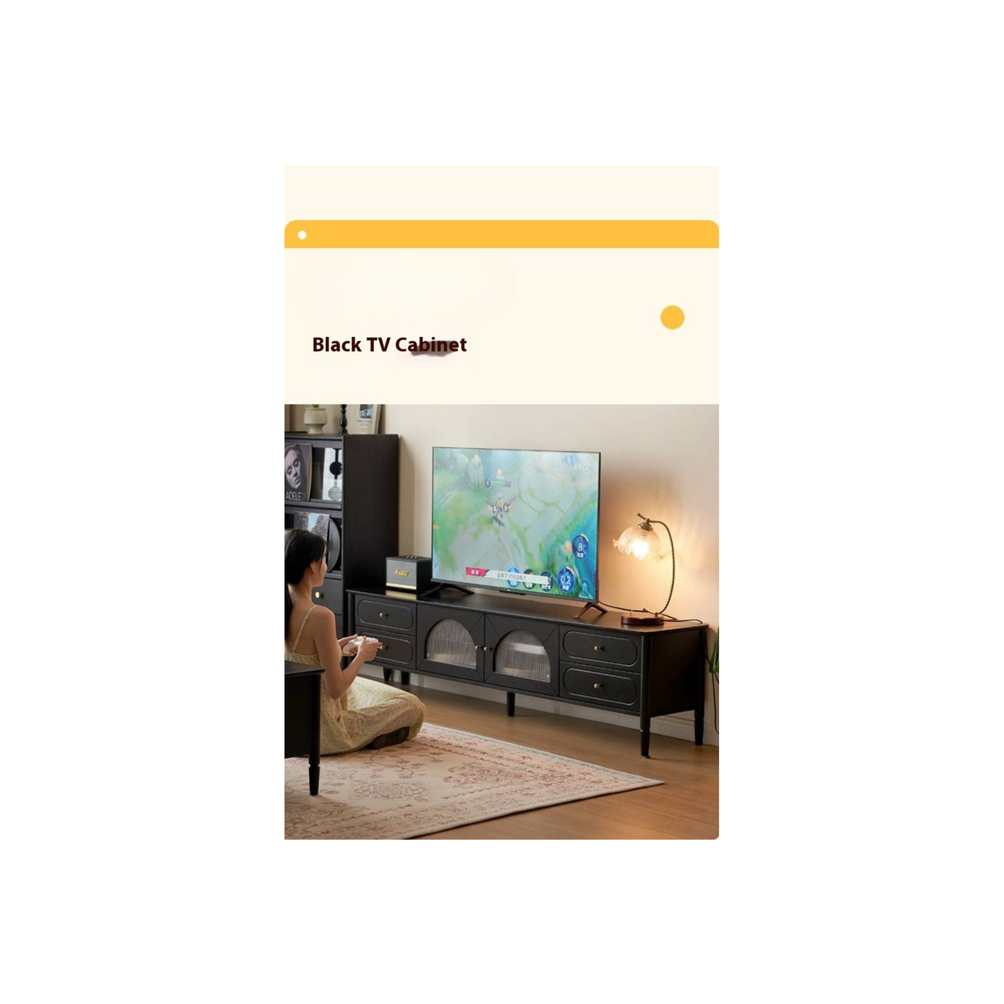 Solid Rubberwood, Oak Solid Wood Scandinavian TV Stand