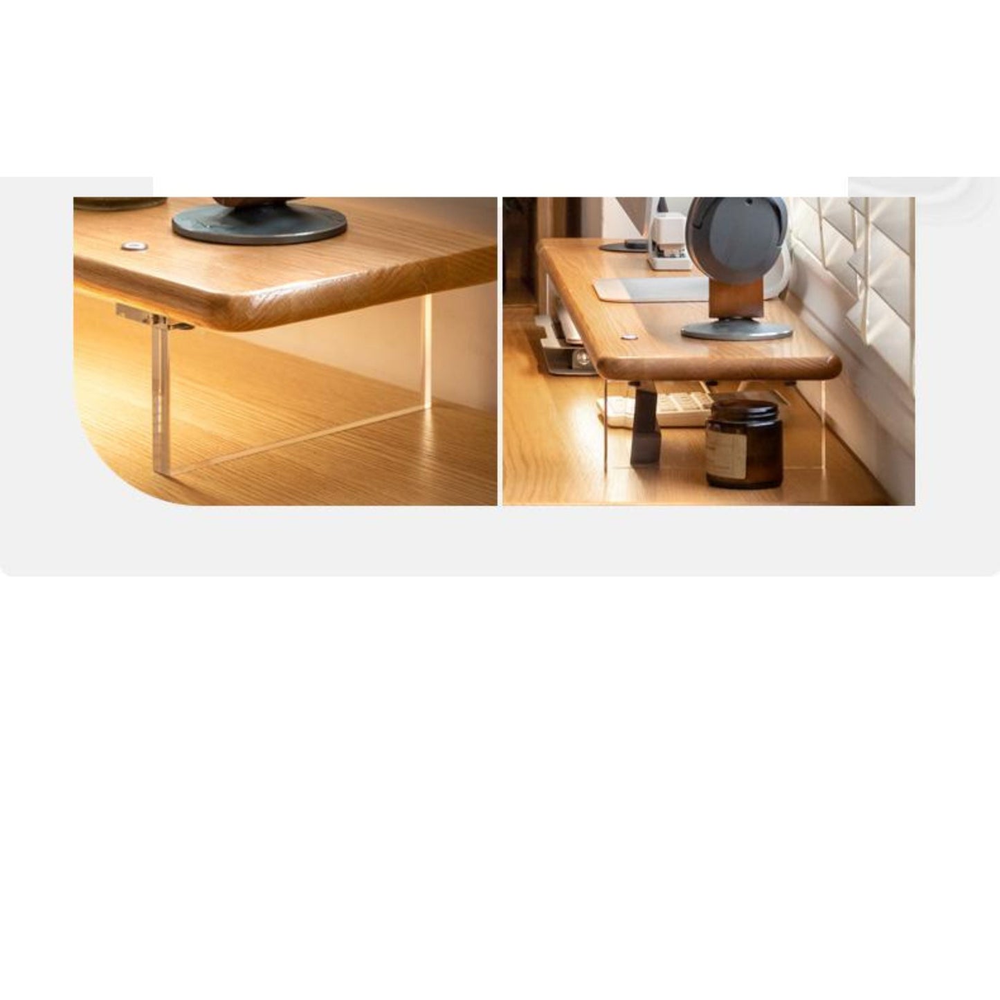 Solid Rubberwood, Oak Solid Wood Desktop Computer Heightening Stand