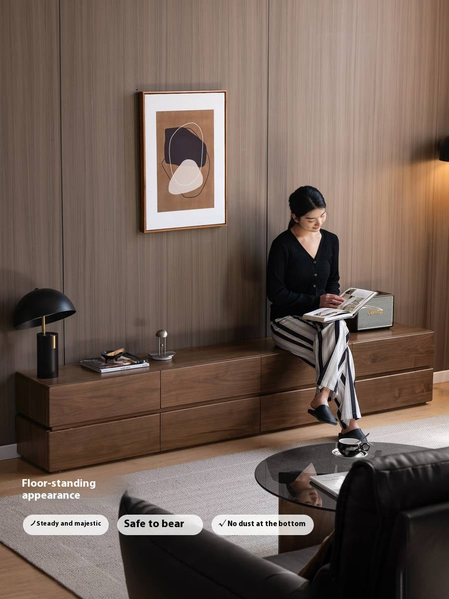 Black Walnut Solid Italian Light Luxury TV Stand