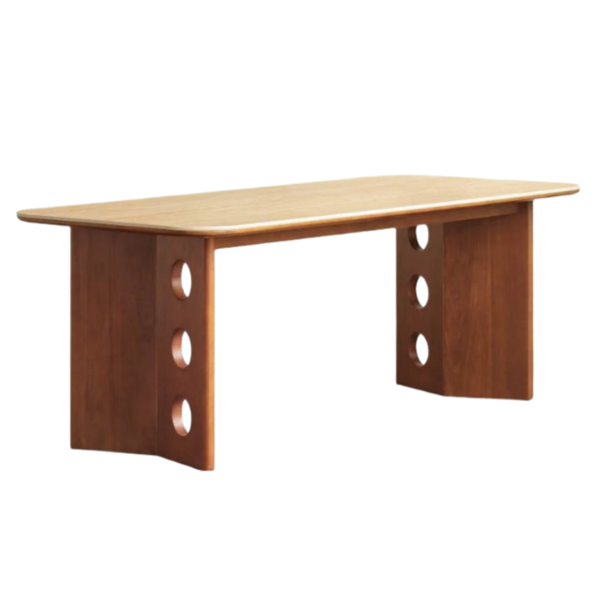 Poplar Solid Wood Medieval Style Rock Plate Dining Table