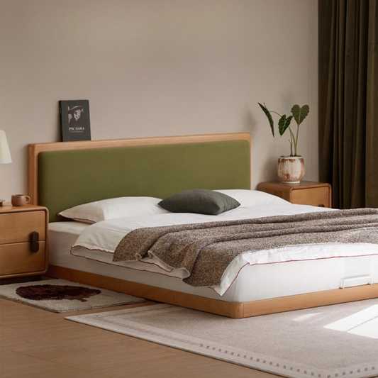 Beech Solid Wood Modern Simple Soft Leaning Platform Bed