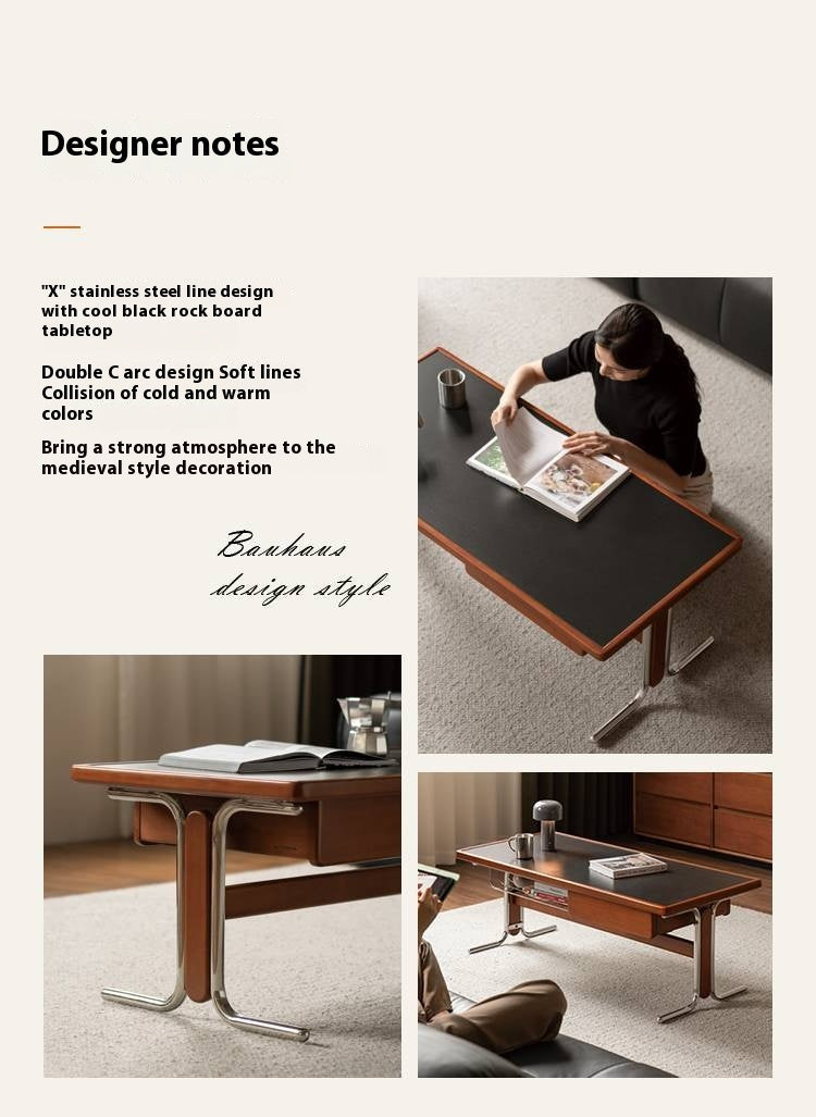 Poplar Solid Wood Middle Ages Rock Plate Coffee Table