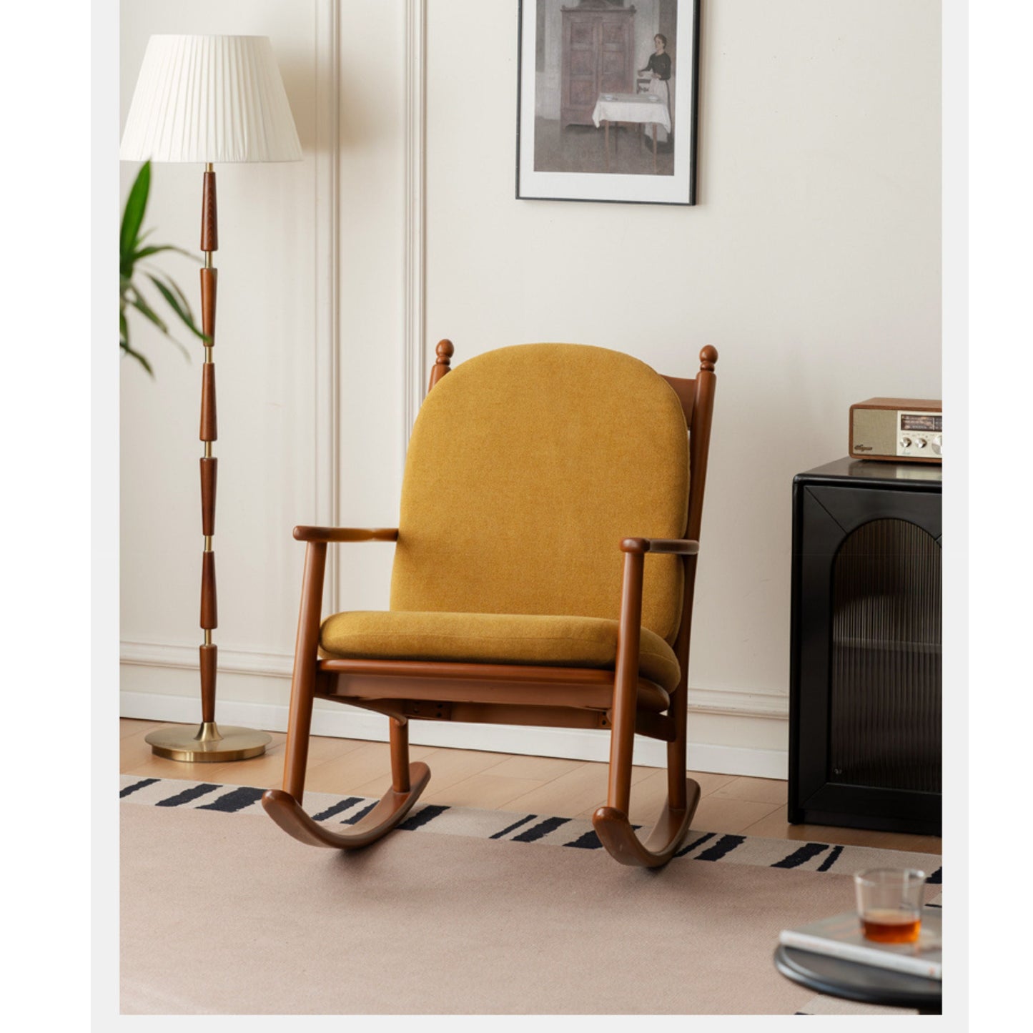 Beech Solid Wood Middle Ages Rocking Sofa Chair.