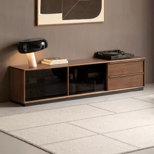 Black Walnut Solid Wood Italian Light Luxury Floor TV Cabinet.