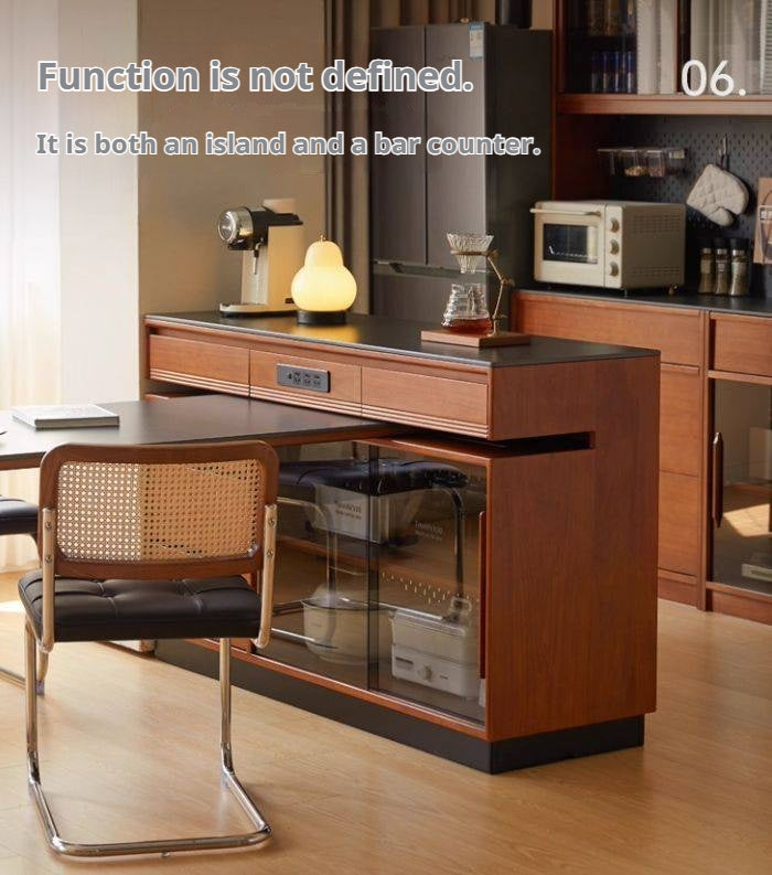 Poplar Solid Wood Island Dining Table Rotatable