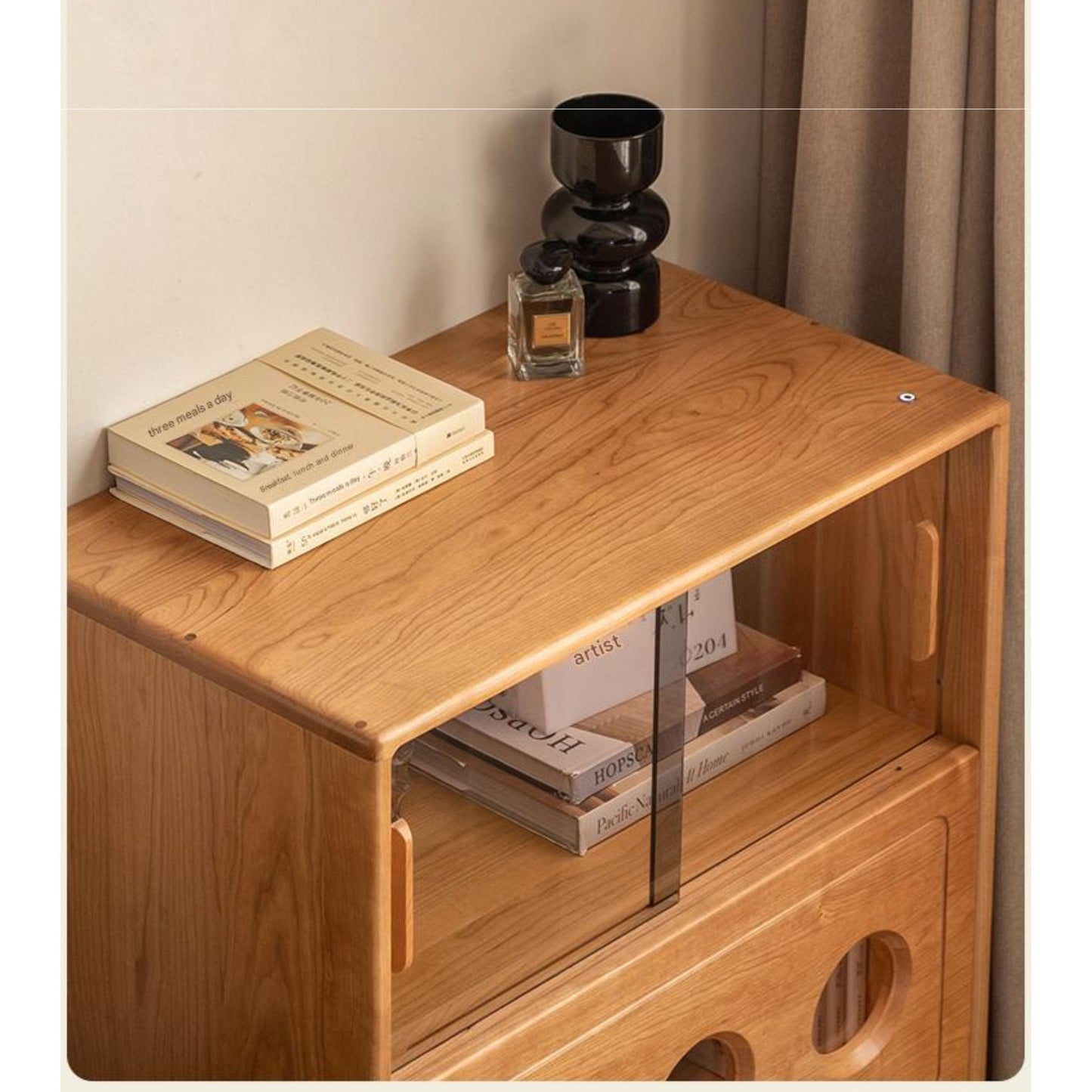 Cherry Solid Wood Retro Storage Side Cabinet