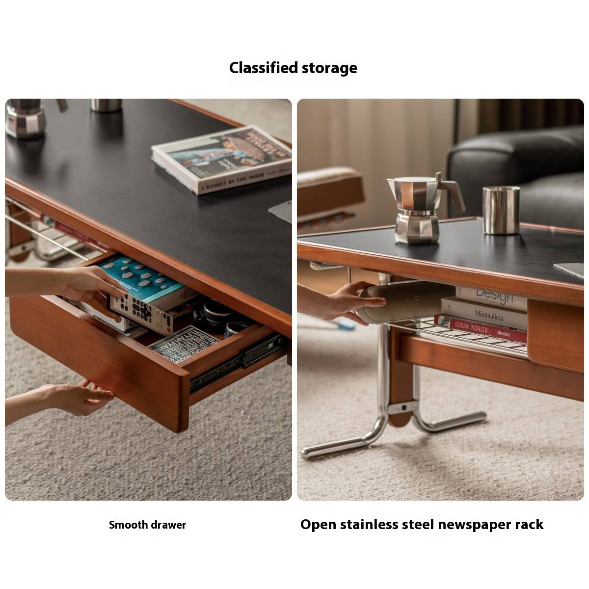 Poplar Solid Wood Middle Ages Rock Plate Coffee Table