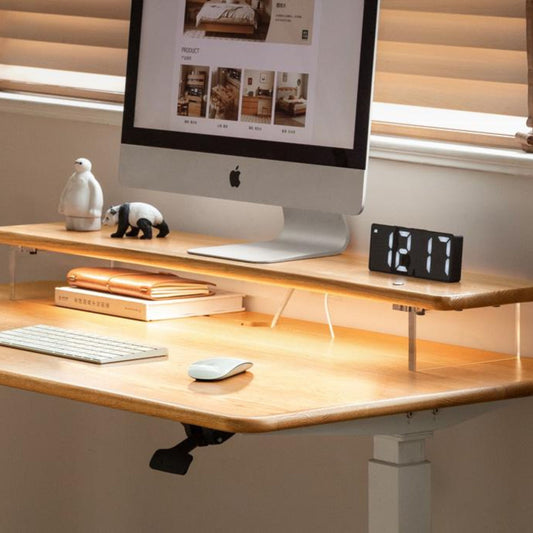 Solid Rubberwood, Oak Solid Wood Desktop Computer Heightening Stand