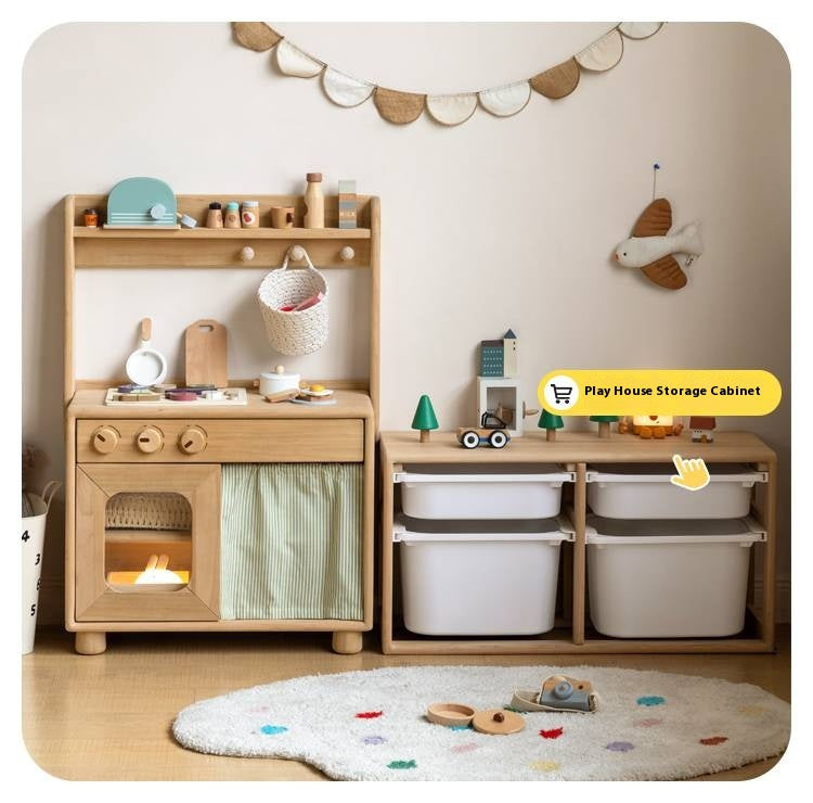 Poplar Solid Wood Montessori Kids Kitchen Cabinet
