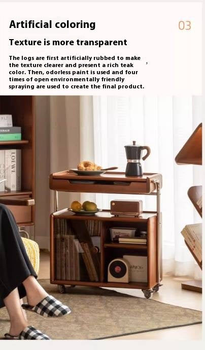 Poplar Solid Wood French Medieval Style Mobile Side Cabinet