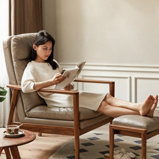 Black Walnut Solid Wood Fabric Sofa Chair