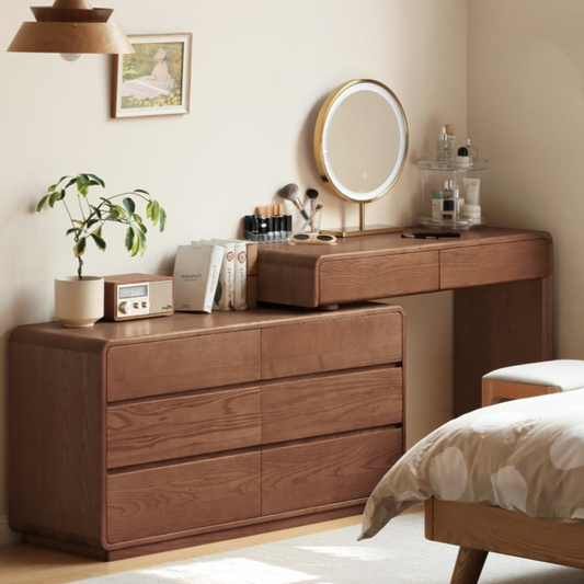 Ash Solid Wood Telescopic Dressing Table-USA