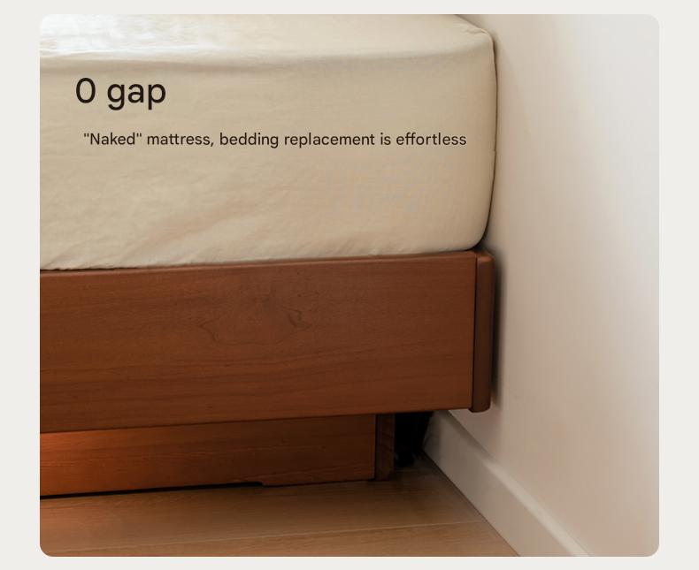 Poplar Solid Wood Retro Platform Box Bed, Headboard-Free Bed with light.