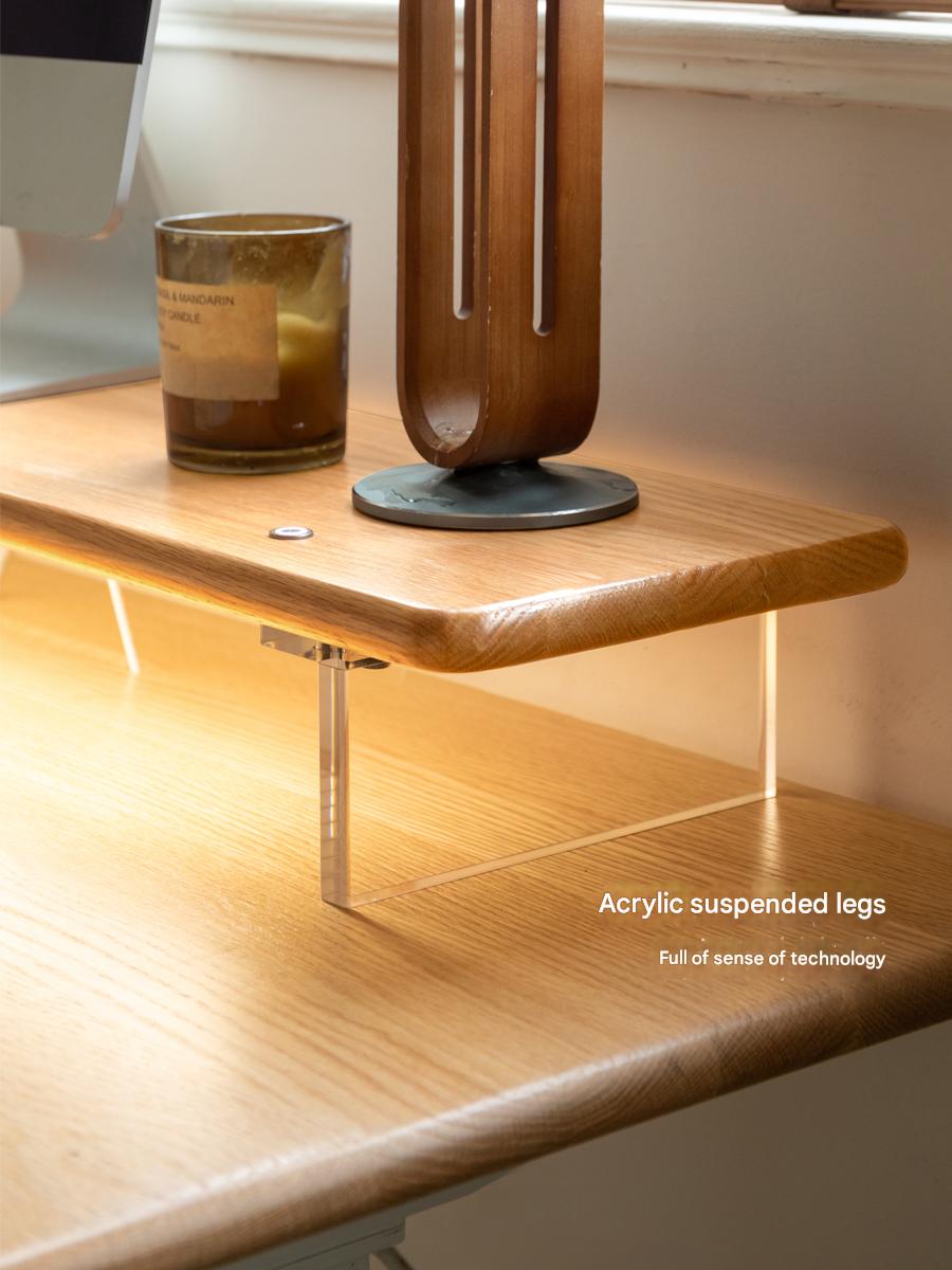 Solid Rubberwood, Oak Solid Wood Desktop Computer Heightening Stand