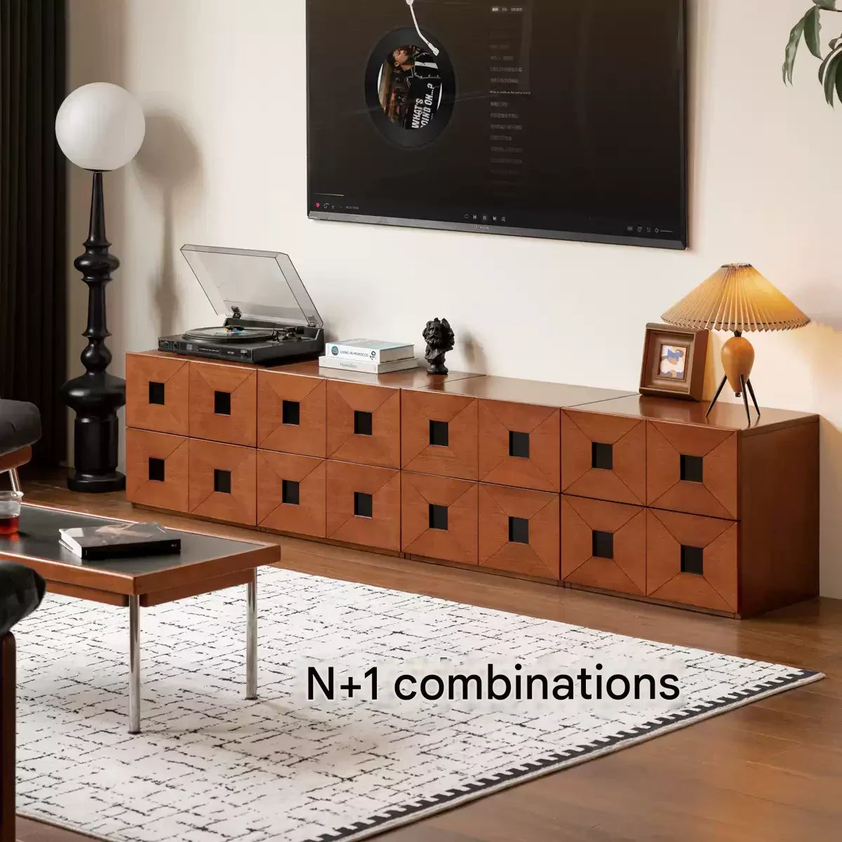 Poplar Solid Wood Ancient Style Module Combination Side Cabinet.