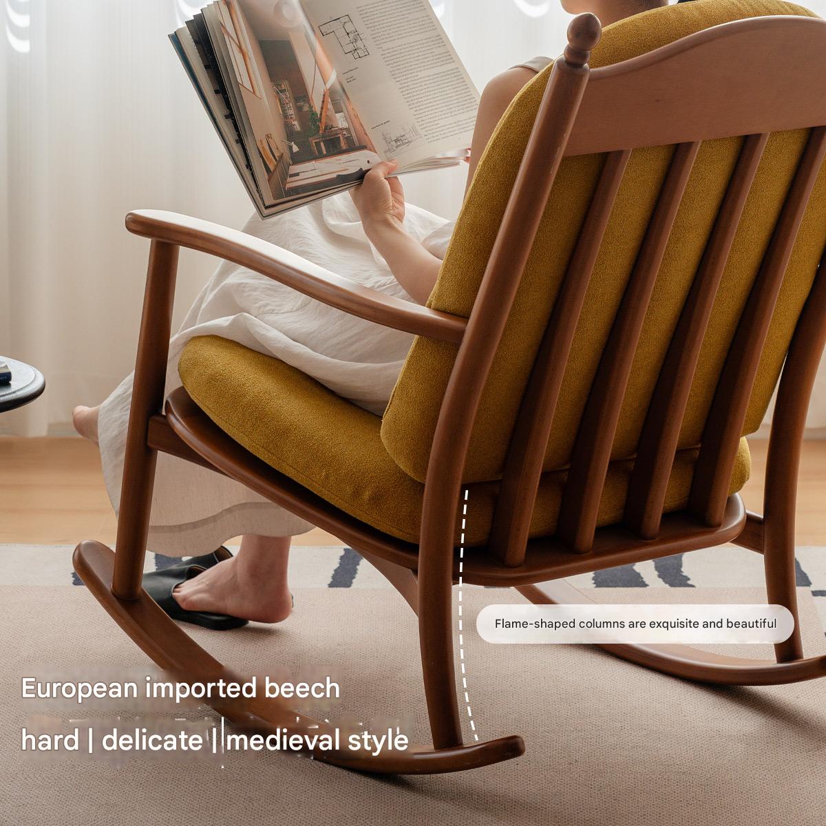 Beech Solid Wood Middle Ages Rocking Sofa Chair.
