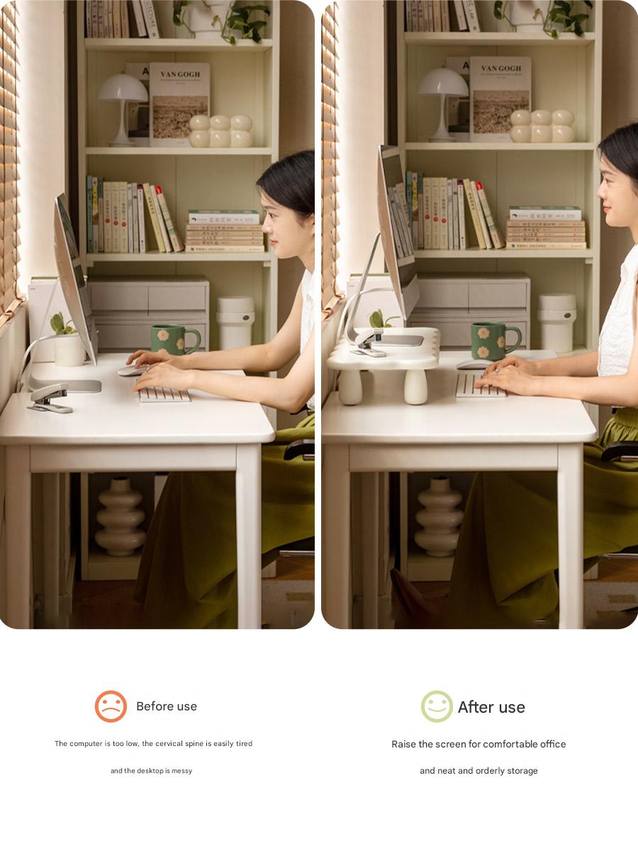 Birch Solid Wood Computer Elevated Desktop Storage Rack
