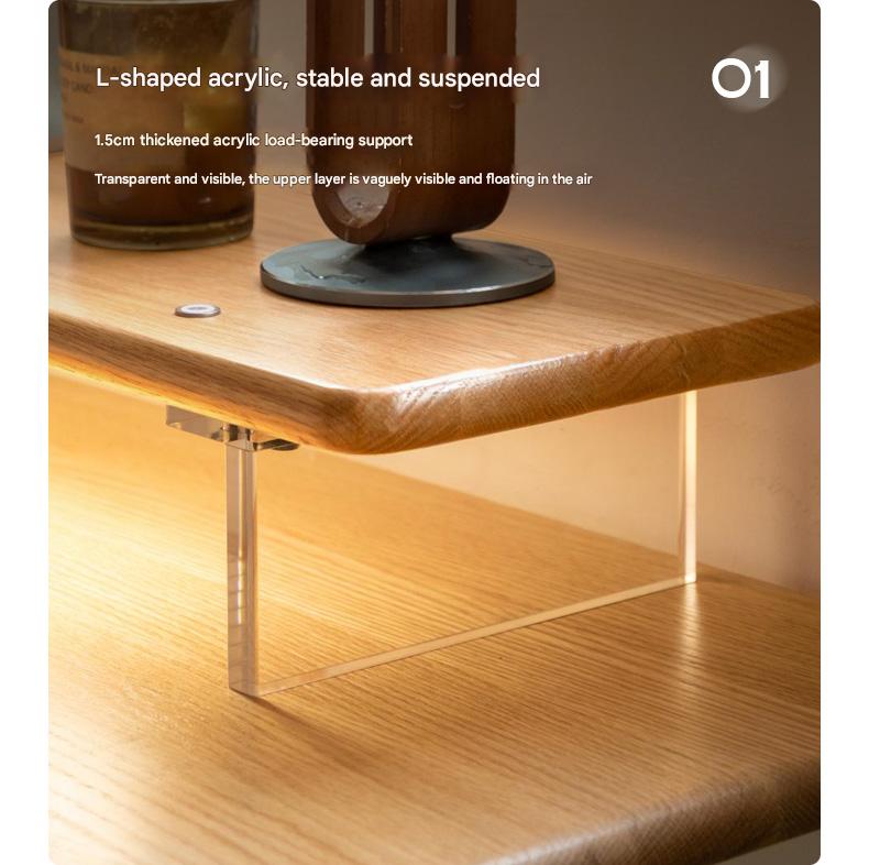 Solid Rubberwood, Oak Solid Wood Desktop Computer Heightening Stand