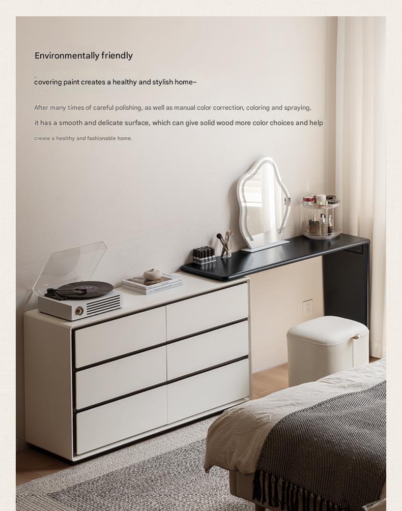 Rubber Solid Wood Rotating Modern Dressing Table.