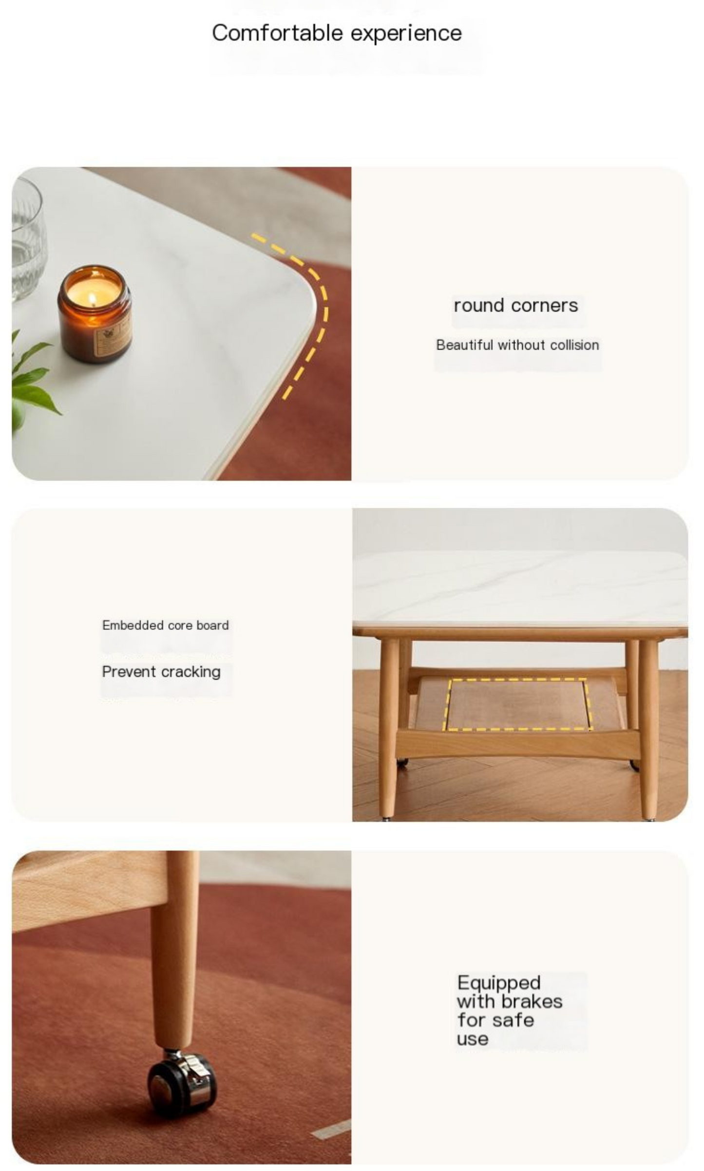 Oak Solid Wood Rock Board Tea Table.