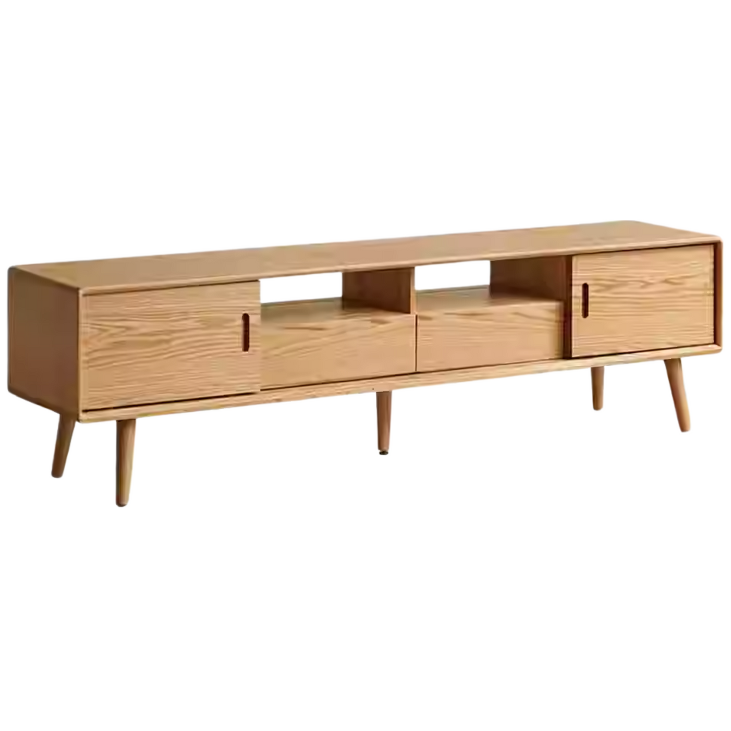 Oak Solid Wood Sliding Door Modern TV Cabinet.