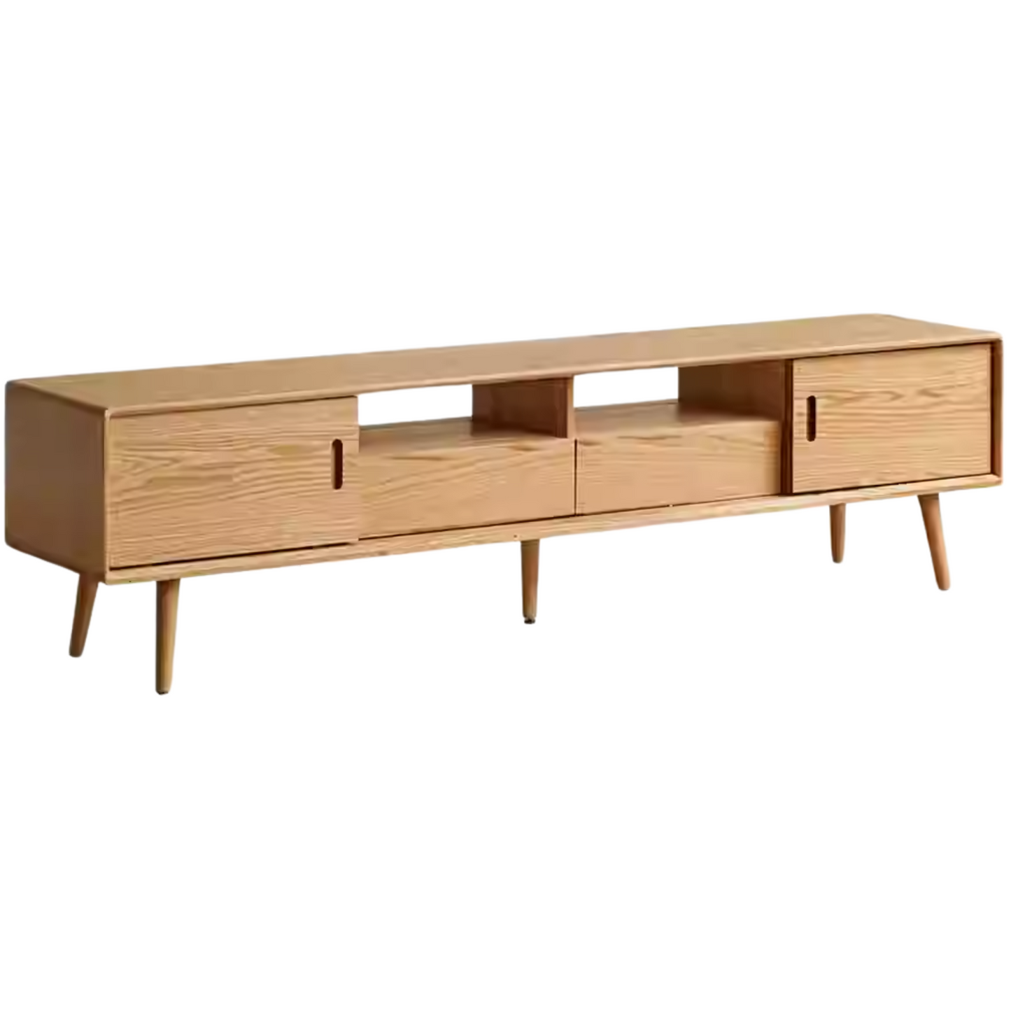 Oak Solid Wood Sliding Door Modern TV Cabinet.