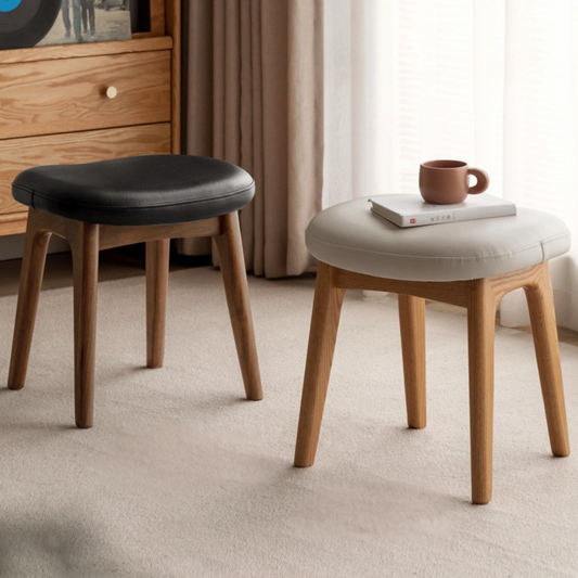 Ash, Black Walnut, Oak, Sandalwood Solid Wood Makeup Stool