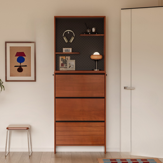 Poplar Solid Wood Middle-Age Ultra-Thin Shoe Cabinet