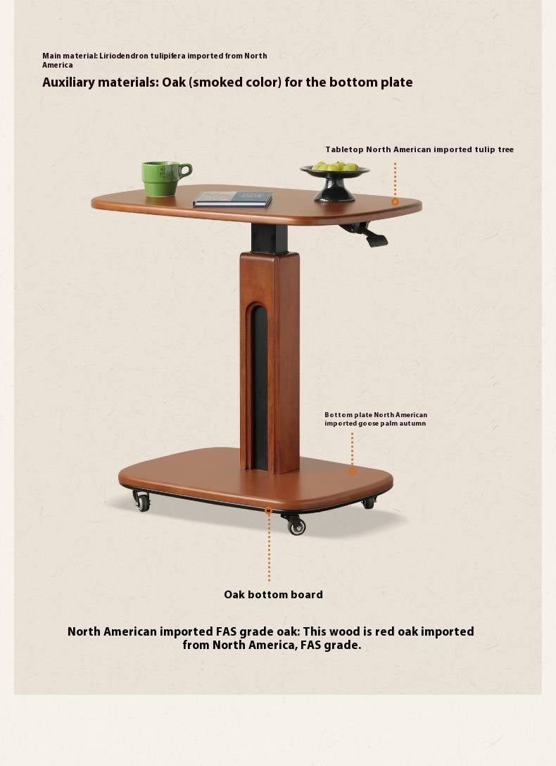 Poplar Solid Wood Lifting Medieval Style Side Table