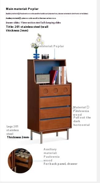 Poplar Solid Wood Middle-Age Edge Cabinet Storage