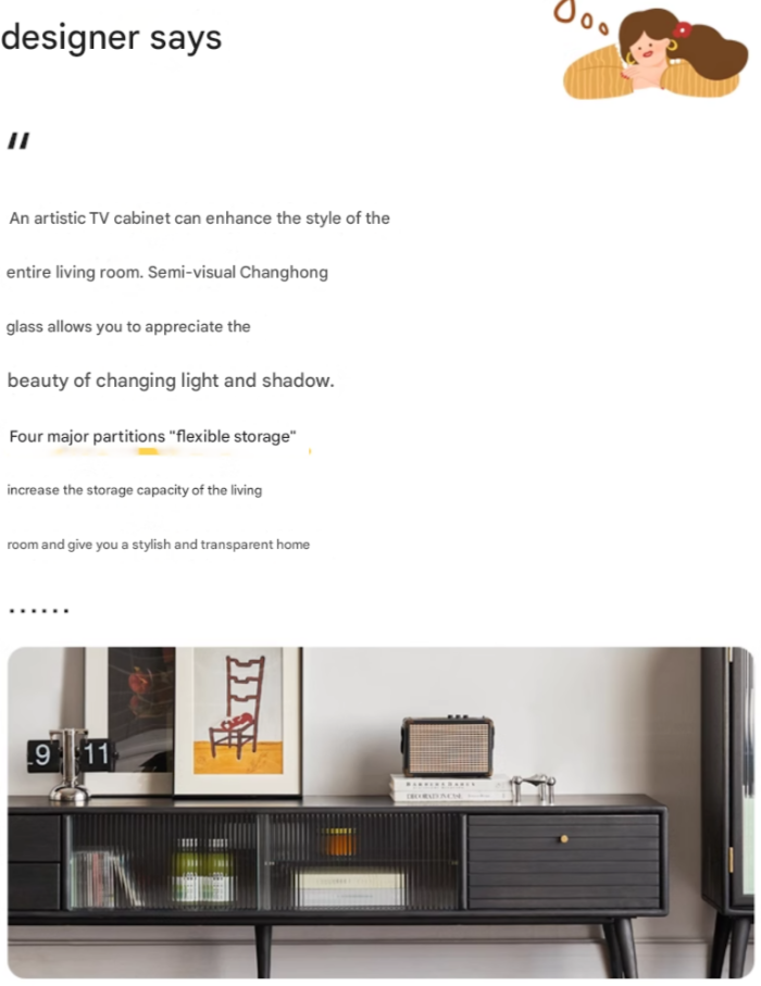 Rubber Solid wood Modern TV Cabinet.